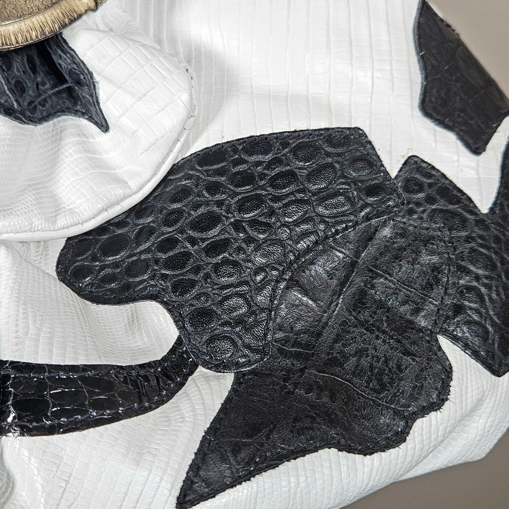 80s Colini Ny Patchwork Leather Puff Crescent Con… - image 5